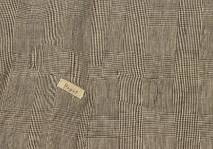 Papas Linen Cotton Glen Plaid Panel Vest Mocha Size 50L