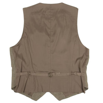 Papas Linen Cotton Glen Plaid Panel Vest Mocha Size 50L
