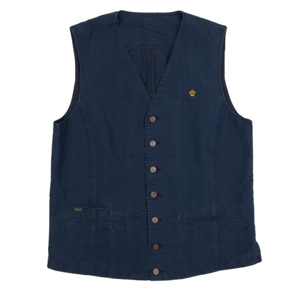 Papas Indigo Dye Crown Embroidered Vest Blue Size 48M