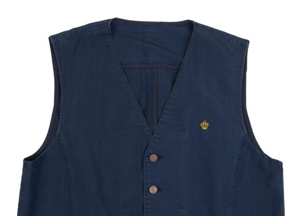 Papas Indigo Dye Crown Embroidered Vest Blue Size 48M