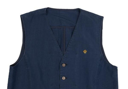 Papas Indigo Dye Crown Embroidered Vest Blue Size 48M
