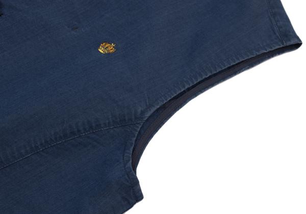 Papas Indigo Dye Crown Embroidered Vest Blue Size 48M