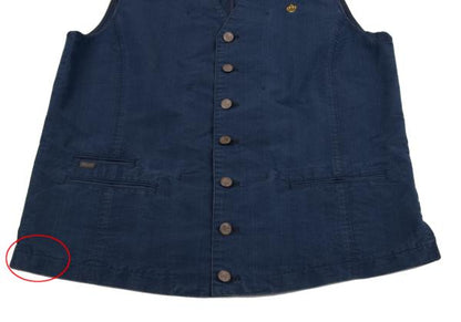 Papas Indigo Dye Crown Embroidered Vest Blue Size 48M