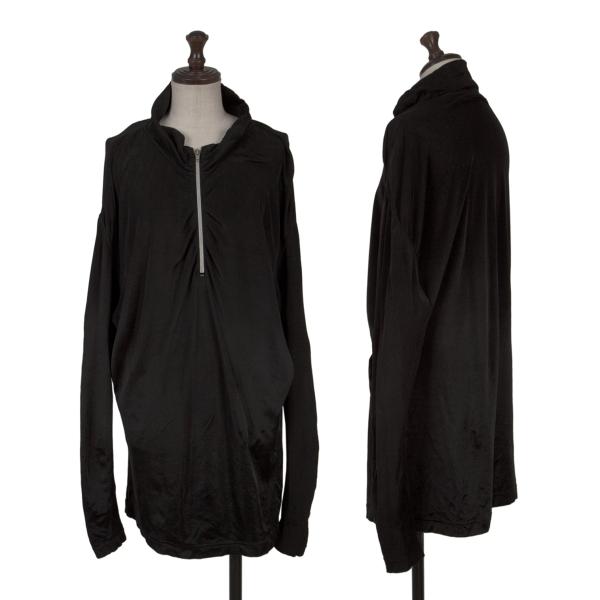 ISSEY MIYAKE Cotton Blend Stretch Half Zip Top Black Size M