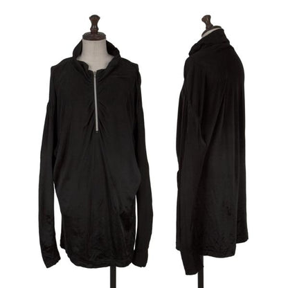 ISSEY MIYAKE Cotton Blend Stretch Half Zip Top Black Size M