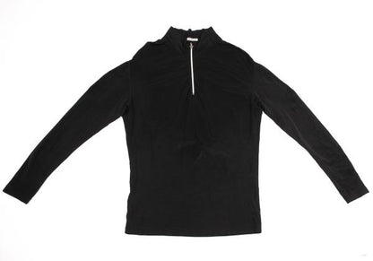 ISSEY MIYAKE Cotton Blend Stretch Half Zip Top Black Size M