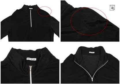 ISSEY MIYAKE Cotton Blend Stretch Half Zip Top Black Size M