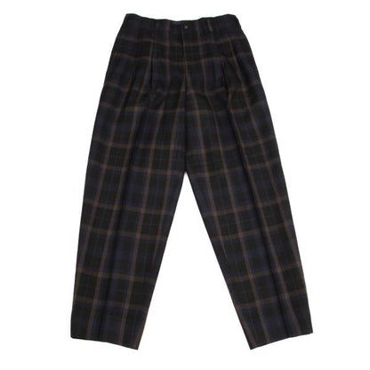 COMME des GARCONS HOMME Wool 2-Tuck Check Navy Multi Pants Size M