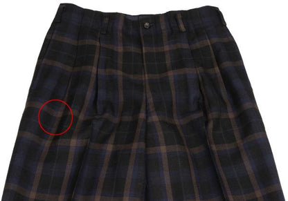 COMME des GARCONS HOMME Wool 2-Tuck Check Navy Multi Pants Size M