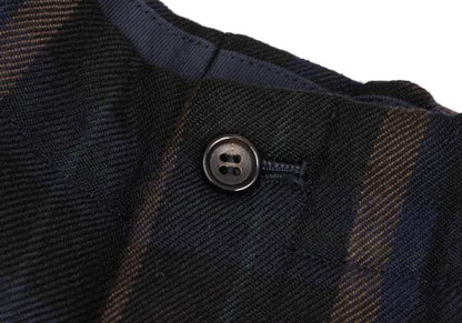COMME des GARCONS HOMME Wool 2-Tuck Check Navy Multi Pants Size M