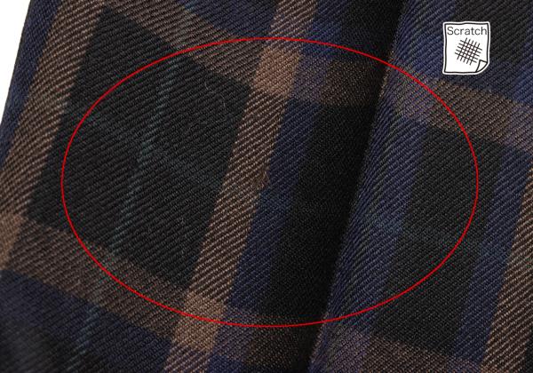 COMME des GARCONS HOMME Wool 2-Tuck Check Navy Multi Pants Size M