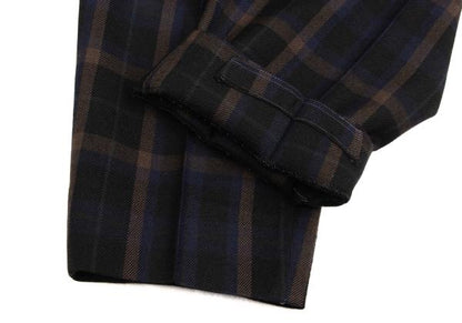 COMME des GARCONS HOMME Wool 2-Tuck Check Navy Multi Pants Size M