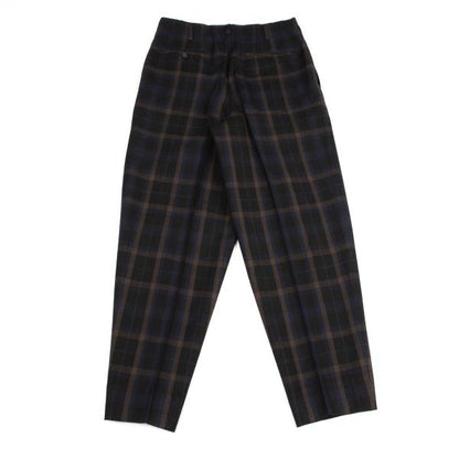 COMME des GARCONS HOMME Wool 2-Tuck Check Navy Multi Pants Size M