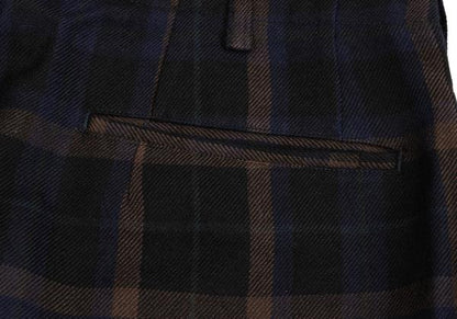 COMME des GARCONS HOMME Wool 2-Tuck Check Navy Multi Pants Size M
