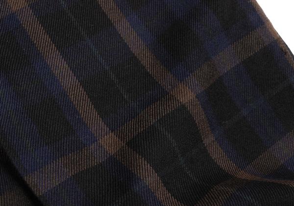 COMME des GARCONS HOMME Wool 2-Tuck Check Navy Multi Pants Size M