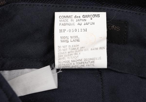 COMME des GARCONS HOMME Wool 2-Tuck Check Navy Multi Pants Size M