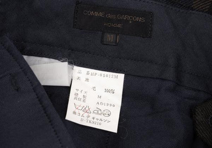 COMME des GARCONS HOMME Wool 2-Tuck Check Navy Multi Pants Size M
