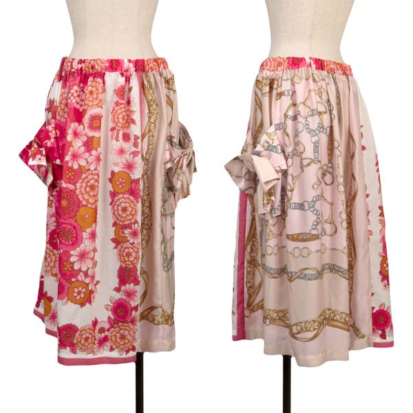 COMME des GARCONS GIRL Scarf Print Skirt Beige Multi Size S