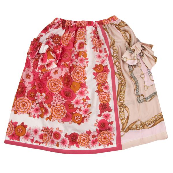 COMME des GARCONS GIRL Scarf Print Skirt Beige Multi Size S