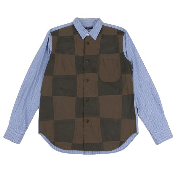 COMME des GARCONS HOMME Patchwork Stripe Shirt Green Size M