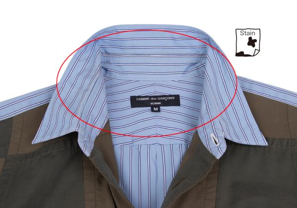 COMME des GARCONS HOMME Patchwork Stripe Shirt Green Size M