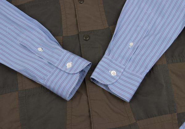 COMME des GARCONS HOMME Patchwork Stripe Shirt Green Size M