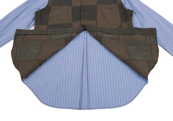 COMME des GARCONS HOMME Patchwork Stripe Shirt Green Size M