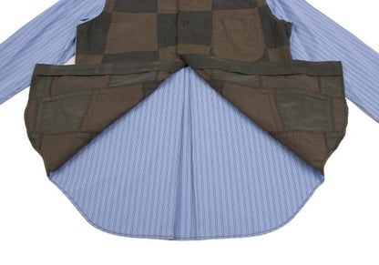 COMME des GARCONS HOMME Patchwork Stripe Shirt Green Size M