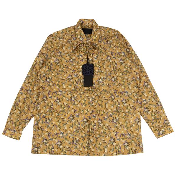 LANVIN collection Cotton Neck Ribbon Mustard Purple Shirt Size 50