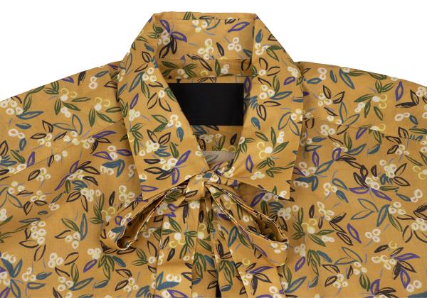 LANVIN collection Cotton Neck Ribbon Mustard Purple Shirt Size 50