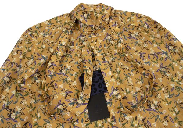 LANVIN collection Cotton Neck Ribbon Mustard Purple Shirt Size 50