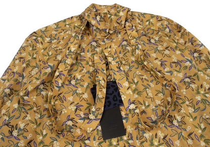 LANVIN collection Cotton Neck Ribbon Mustard Purple Shirt Size 50