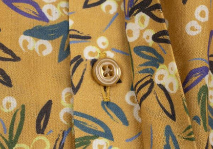 LANVIN collection Cotton Neck Ribbon Mustard Purple Shirt Size 50