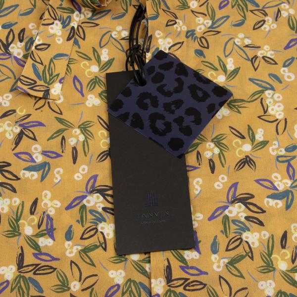 LANVIN collection Cotton Neck Ribbon Mustard Purple Shirt Size 50