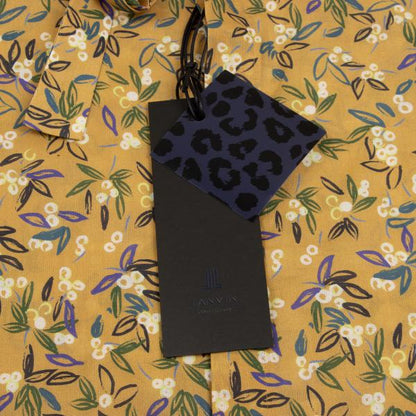 LANVIN collection Cotton Neck Ribbon Mustard Purple Shirt Size 50