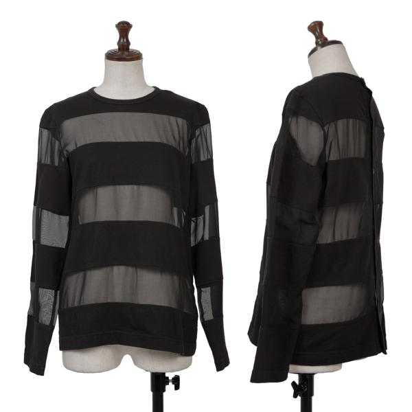 COMME des GARCONS Tricot Border Sheer Top Black Blouse Size M