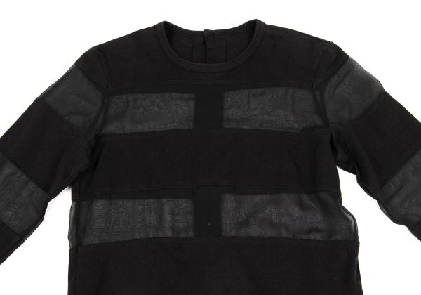 COMME des GARCONS Tricot Border Sheer Top Black Blouse Size M