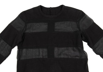 COMME des GARCONS Tricot Border Sheer Top Black Blouse Size M