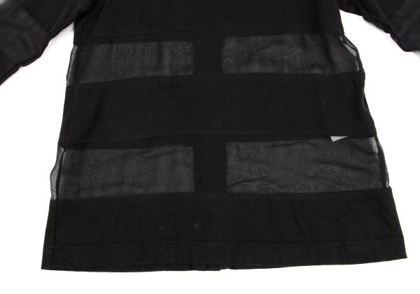 COMME des GARCONS Tricot Border Sheer Top Black Blouse Size M