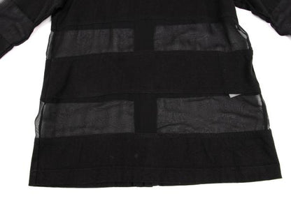 COMME des GARCONS Tricot Border Sheer Top Black Blouse Size M