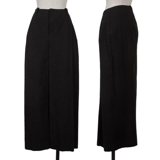 Y's Wrinkled Cotton Slit Maxi Skirt Black Size 3