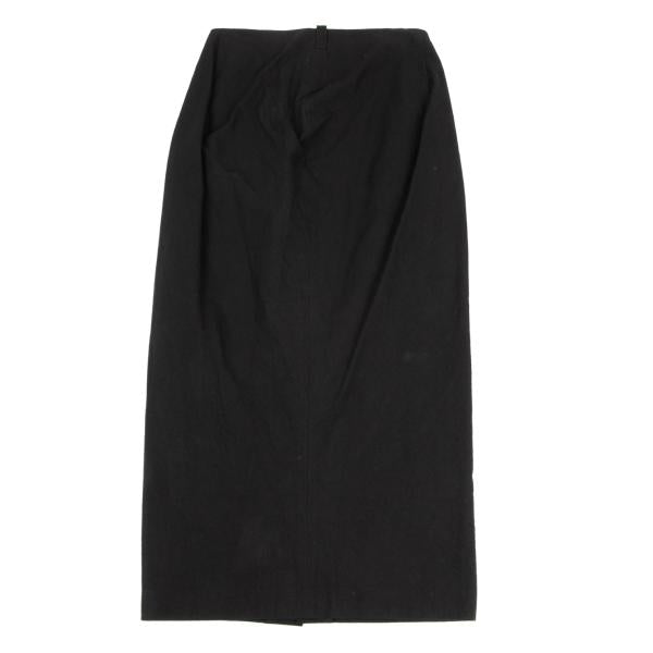 Y's Wrinkled Cotton Slit Maxi Skirt Black Size 3
