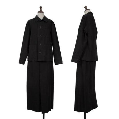 Y's Wrinkled Cotton Slit Maxi Skirt Black Size 3