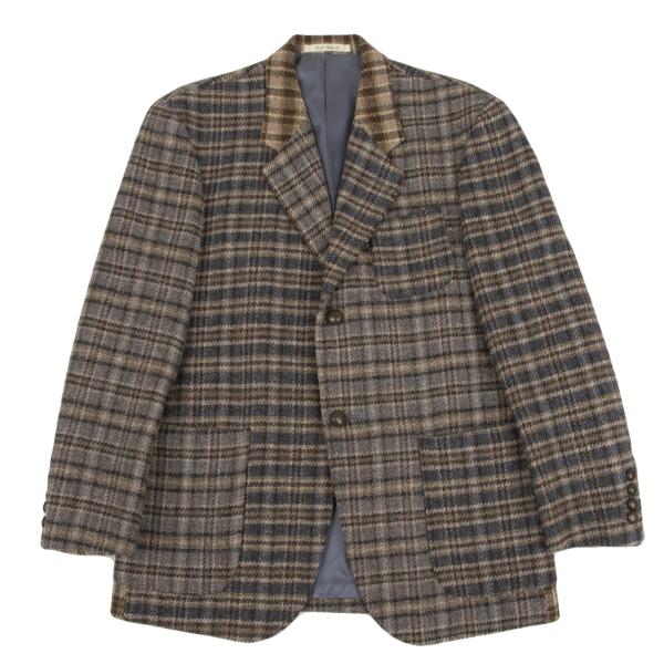 Karl Helmut Wool Crazy Check Tailored Beige Multi Jacket Size S