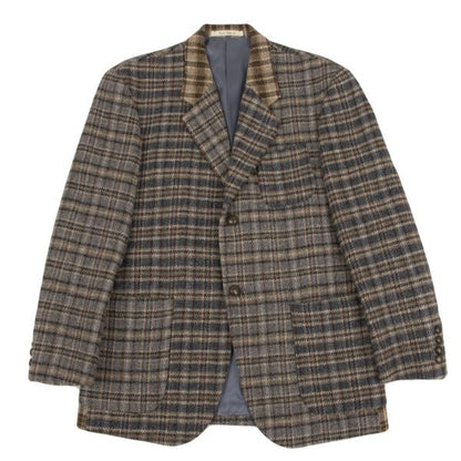 Karl Helmut Wool Crazy Check Tailored Beige Multi Jacket Size S