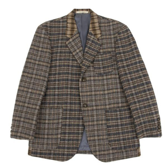 Karl Helmut Wool Crazy Check Tailored Beige Multi Jacket Size S