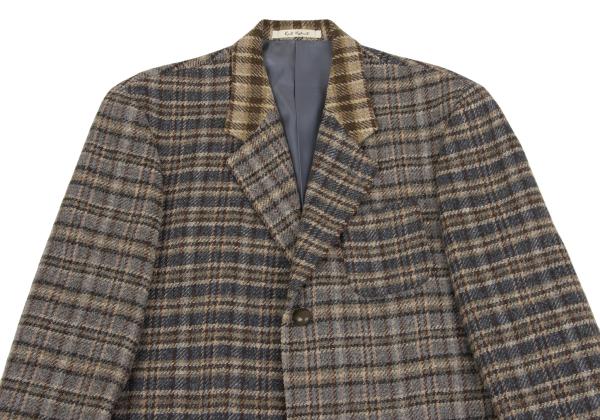 Karl Helmut Wool Crazy Check Tailored Beige Multi Jacket Size S