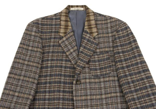 Karl Helmut Wool Crazy Check Tailored Beige Multi Jacket Size S