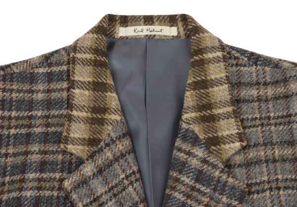 Karl Helmut Wool Crazy Check Tailored Beige Multi Jacket Size S