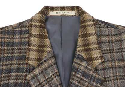 Karl Helmut Wool Crazy Check Tailored Beige Multi Jacket Size S